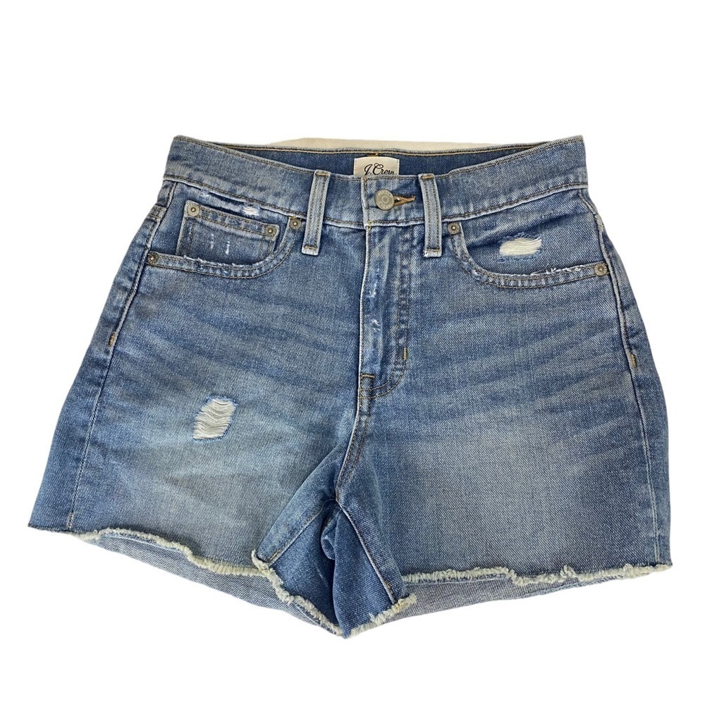 J CREW Slouchy Denim Boyfriend Jean Shorts Womens Sz 23 Distressed High Rise NEW